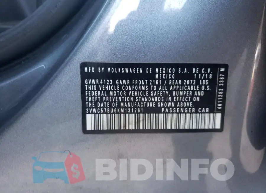 3VWC57BU6KM131261 Photo# 12