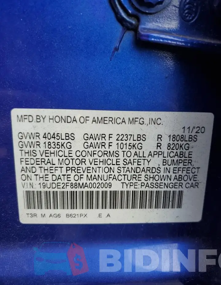 19UDE2F88MA002009 Photo# 12