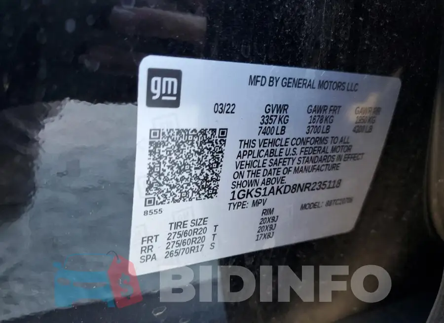 1GKS1AKD8NR235118 Photo# 13
