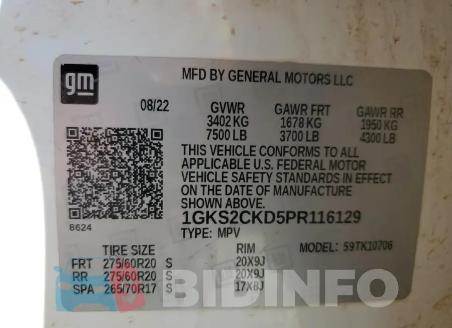 1GKS2CKD5PR116129 Photo# 14