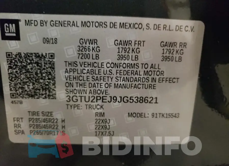 3GTU2PEJ9JG538621 Photo# 12