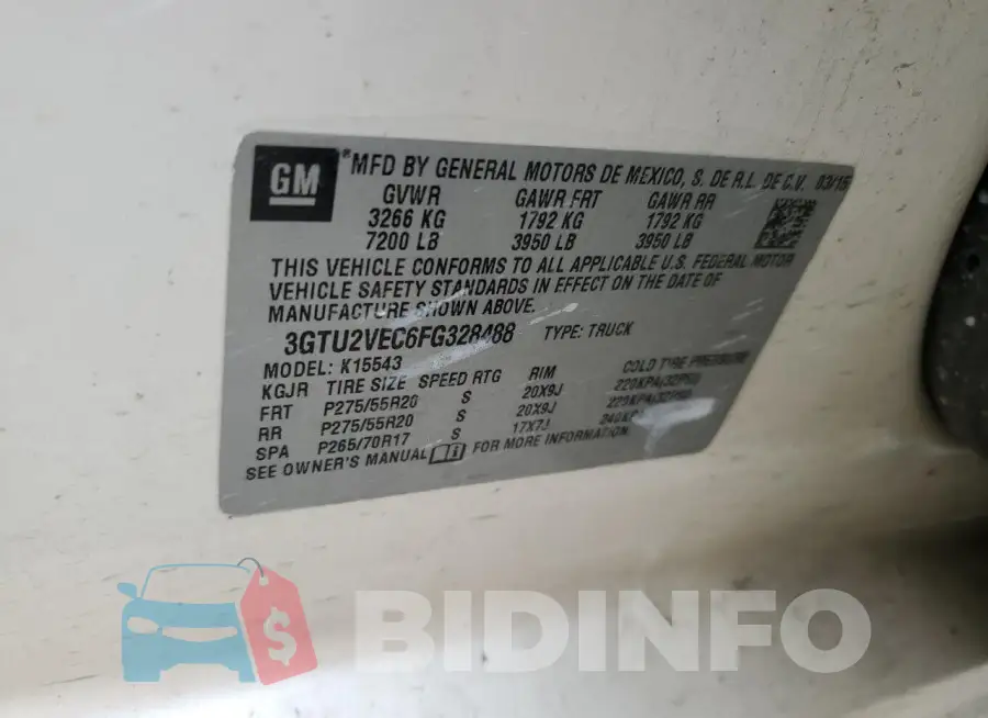 3GTU2VEC6FG328488 Photo# 12