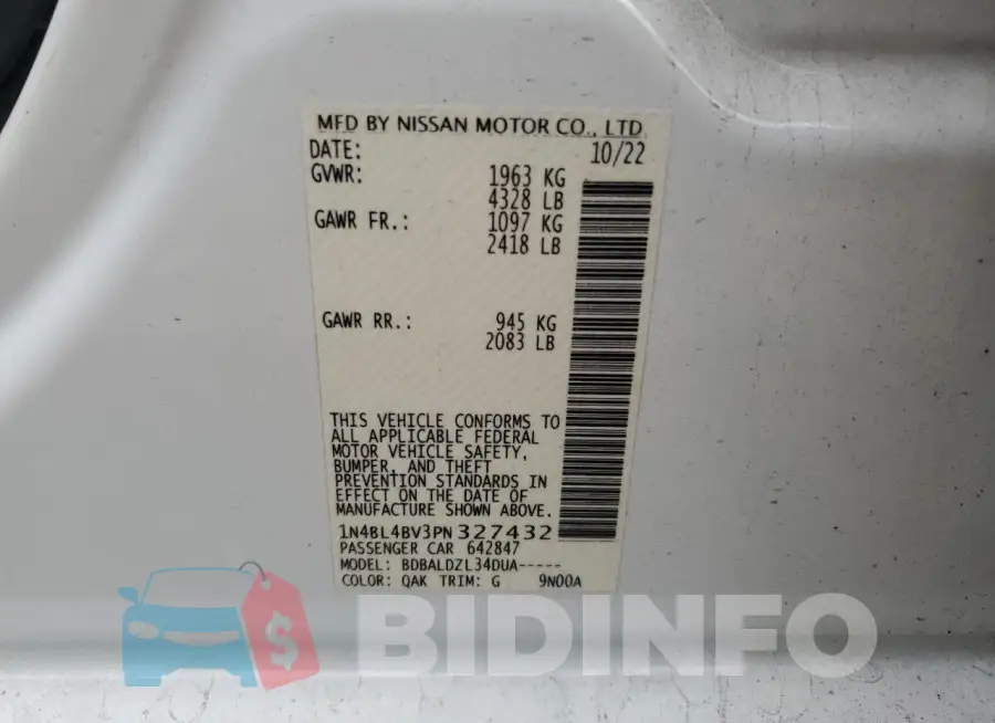 1N4BL4BV3PN327432 Photo# 12