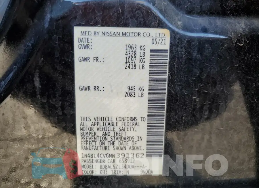 1N4BL4CV6MN391362 Photo# 13