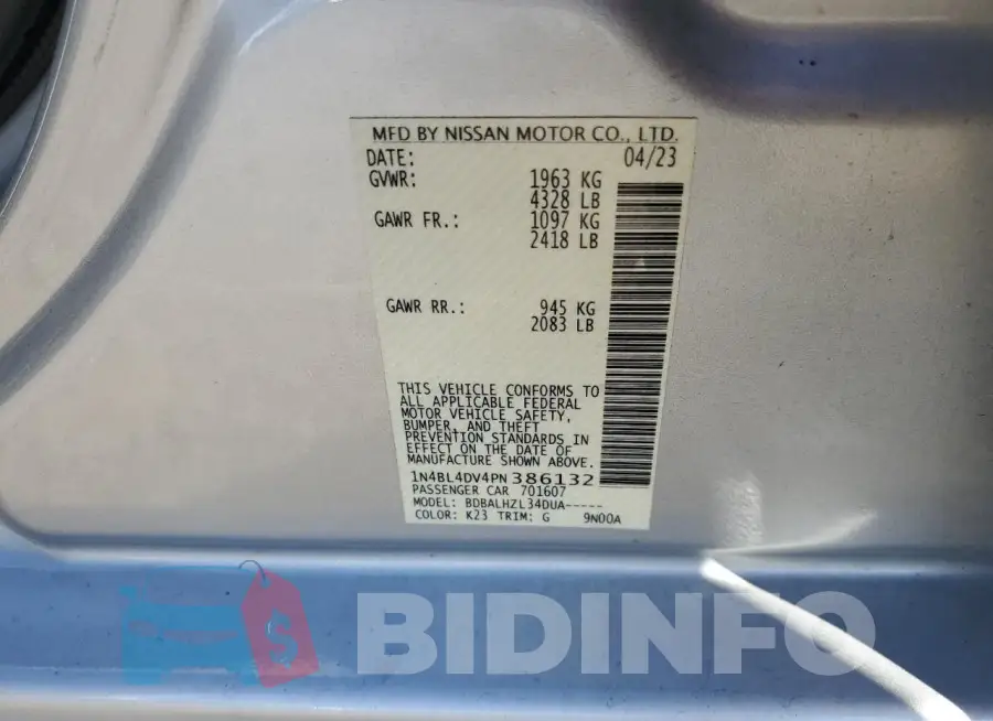 1N4BL4DV4PN386132 Photo# 12