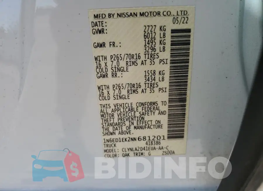 1N6ED1EK2NN681201 Photo# 12