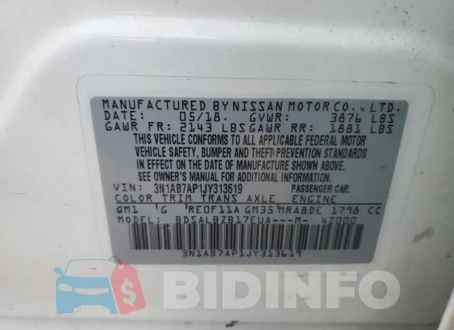 3N1AB7AP1JY313619 Photo# 12