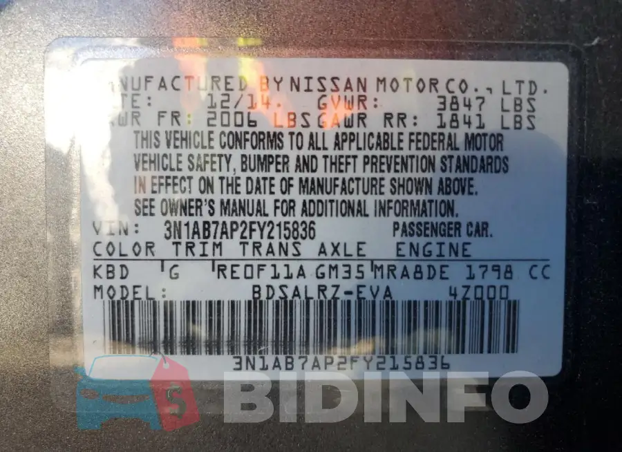 3N1AB7AP2FY215836 Photo# 13