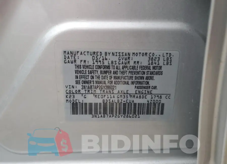3N1AB7AP2GY286021 Photo# 12