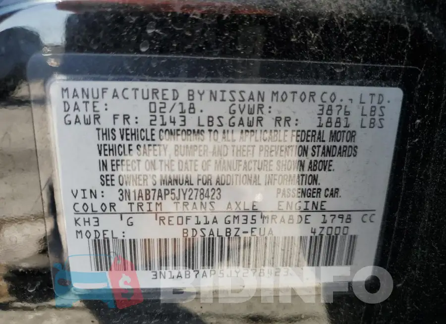 3N1AB7AP5JY278423 Photo# 13