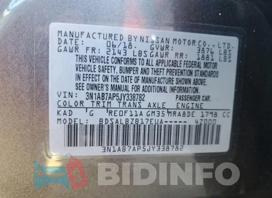 3N1AB7AP5JY338782 Photo# 12