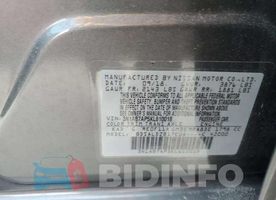 3N1AB7AP5KL610018 Photo# 12