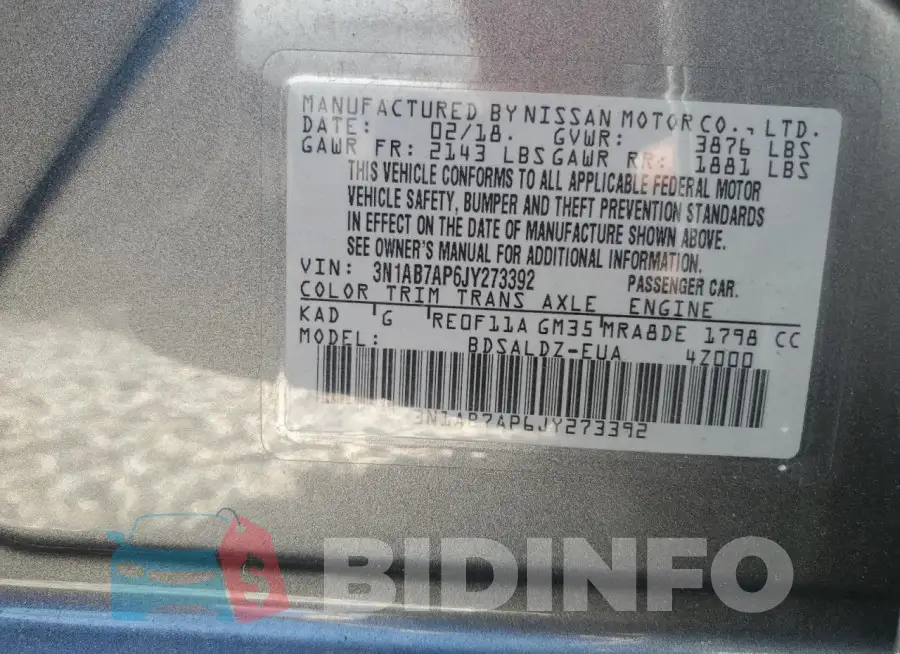 3N1AB7AP6JY273392 Photo# 12