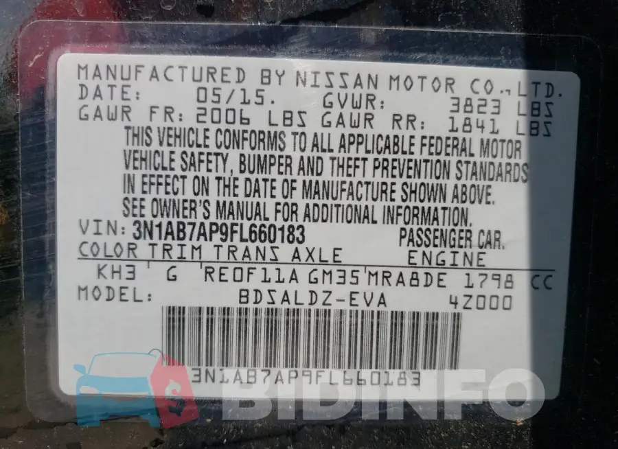 3N1AB7AP9FL660183 Photo# 12