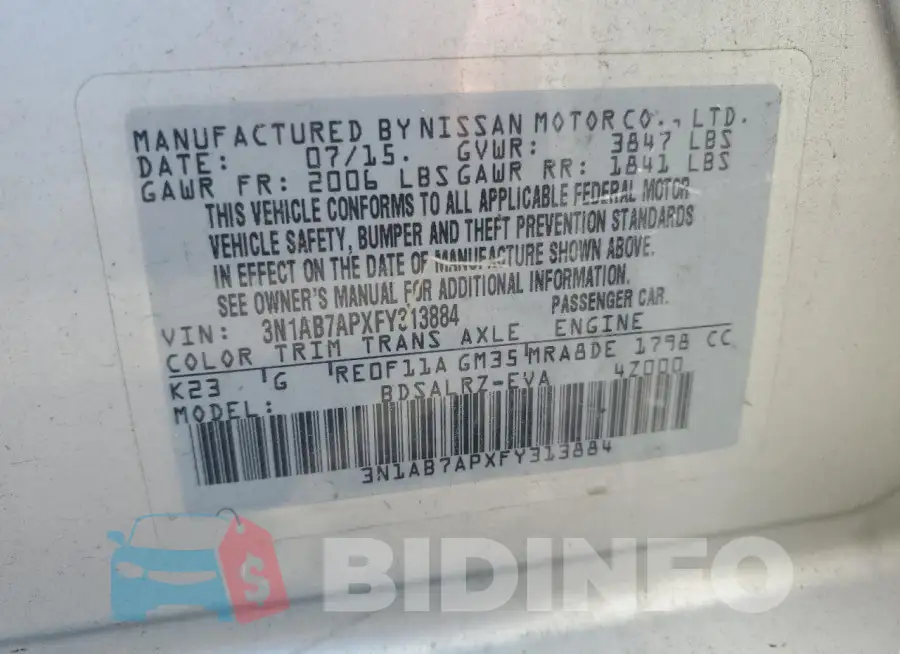 3N1AB7APXFY313884 Photo# 12