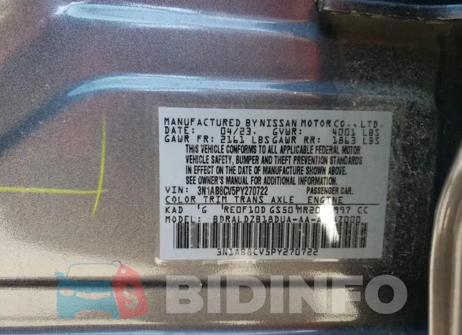 3N1AB8CV5PY270722 Photo# 12
