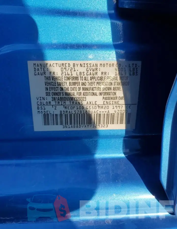 3N1AB8DVXMY329323 Photo# 12
