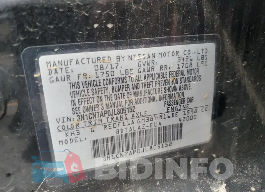 3N1CN7AP0JL805152 Photo# 13