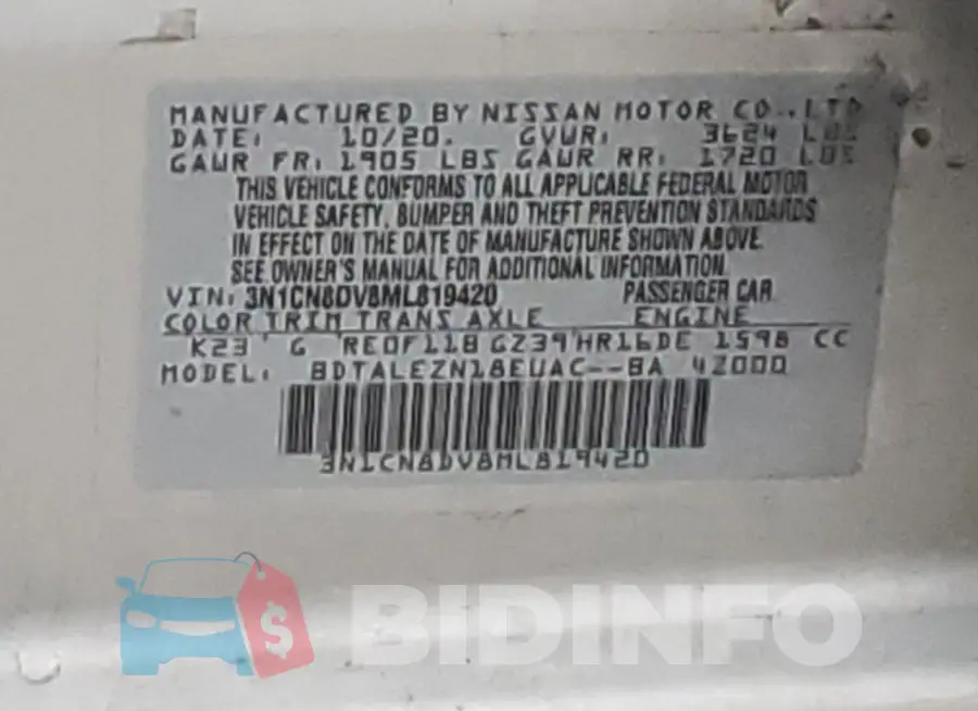 3N1CN8DV8ML819420 Photo# 12