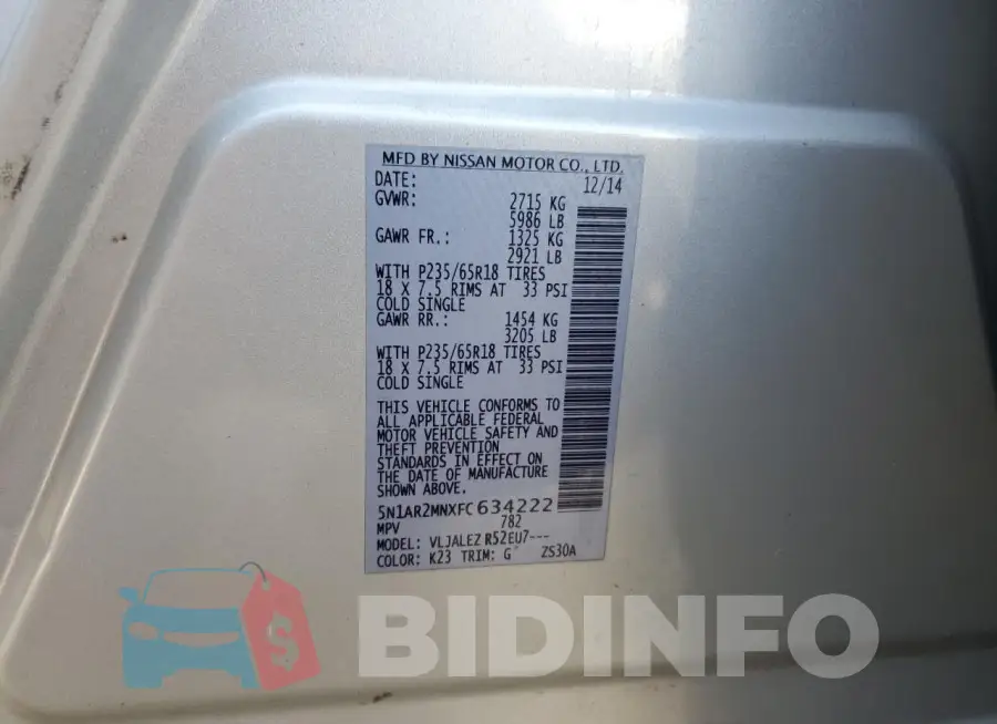 5N1AR2MNXFC634222 Photo# 13
