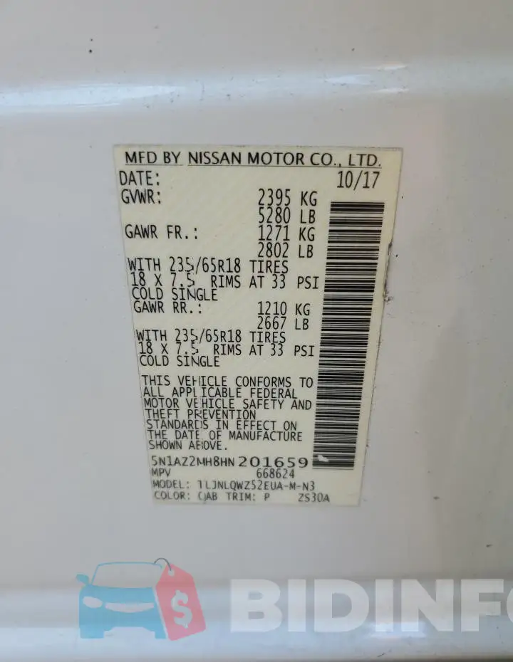 5N1AZ2MH8HN201659 Photo# 13