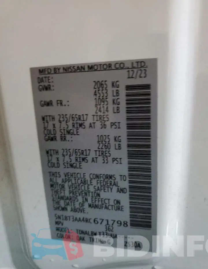5N1BT3AA4RC671798 Photo# 13