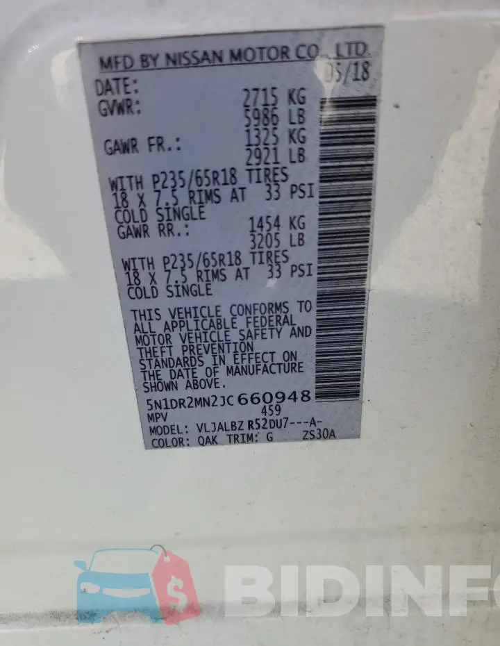 5N1DR2MN2JC660948 Photo# 13