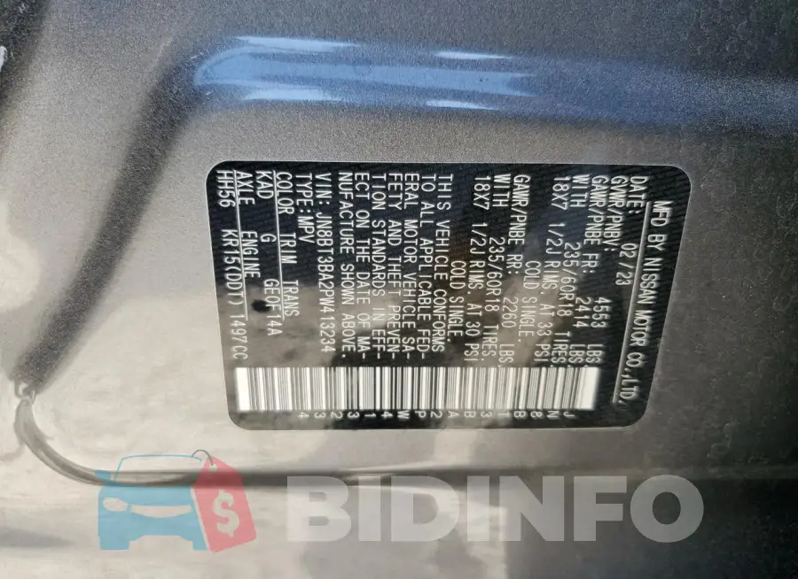 JN8BT3BA2PW413234 Photo# 14