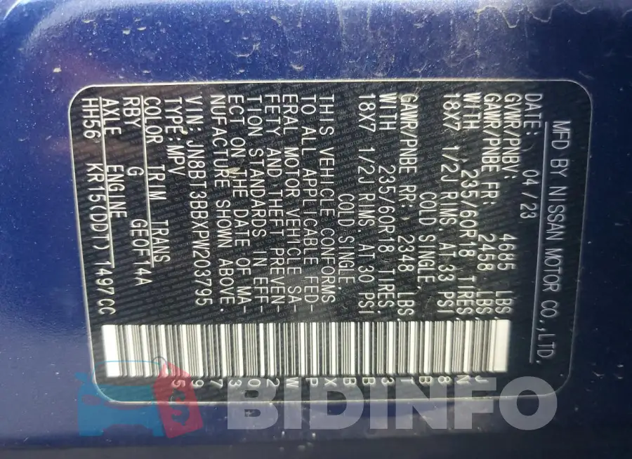 JN8BT3BBXPW203795 Photo# 13