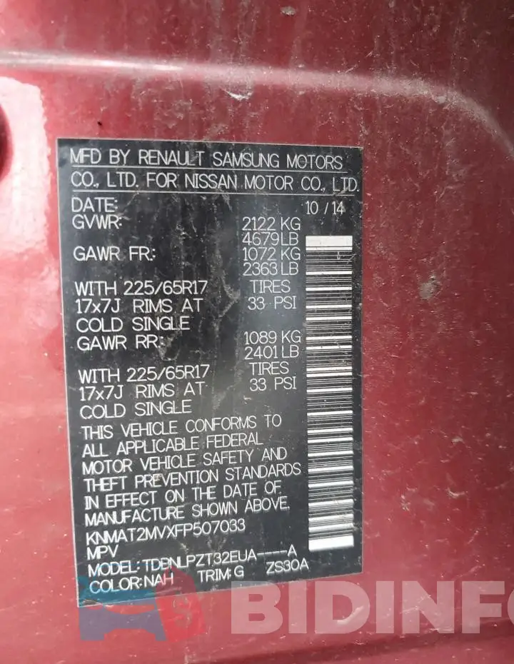 KNMAT2MVXFP507033 Photo# 12