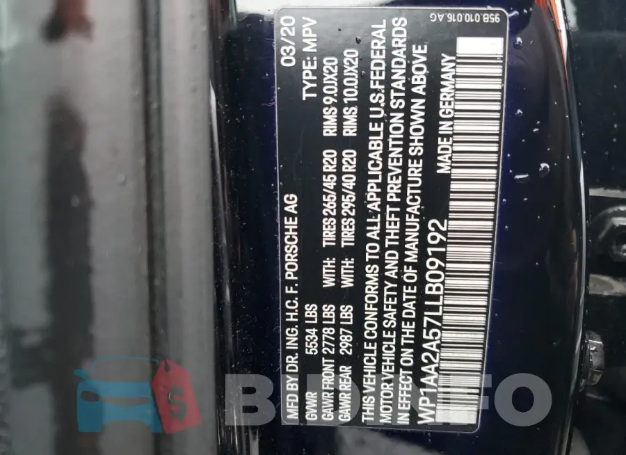 WP1AA2A57LLB09192 Photo# 13