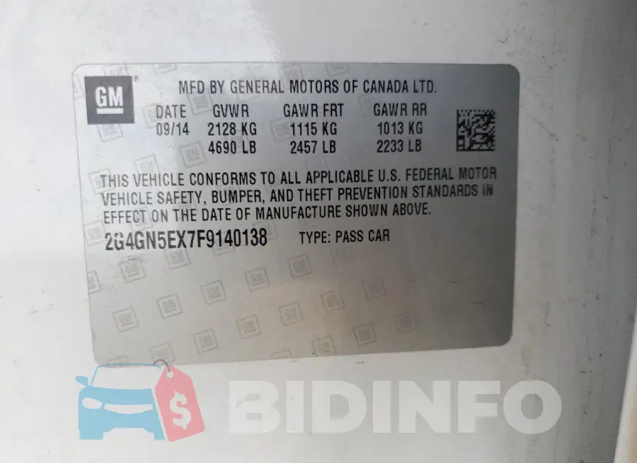 2G4GN5EX7F9140138 Photo# 13