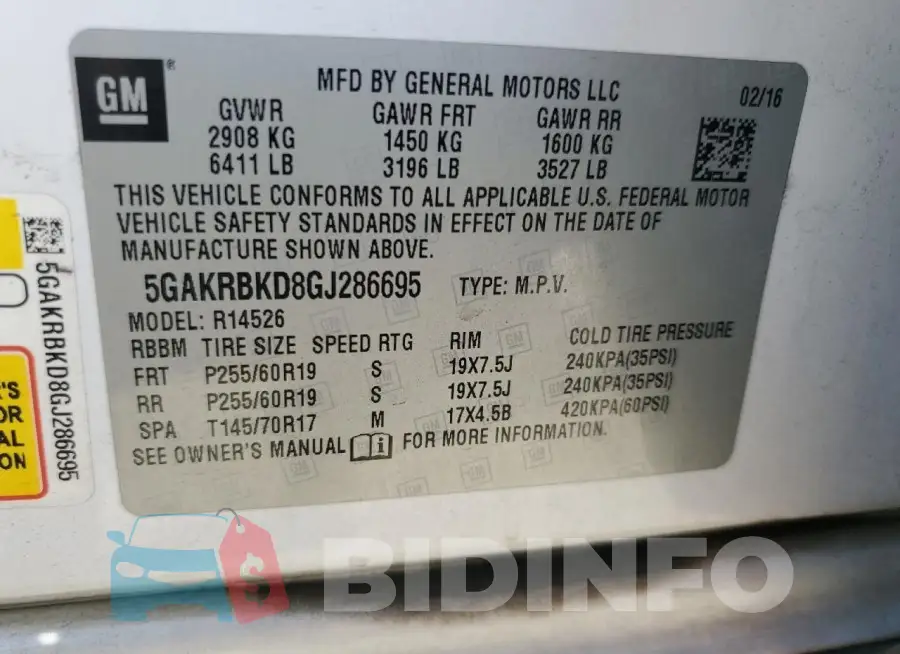 5GAKRBKD8GJ286695 Photo# 13