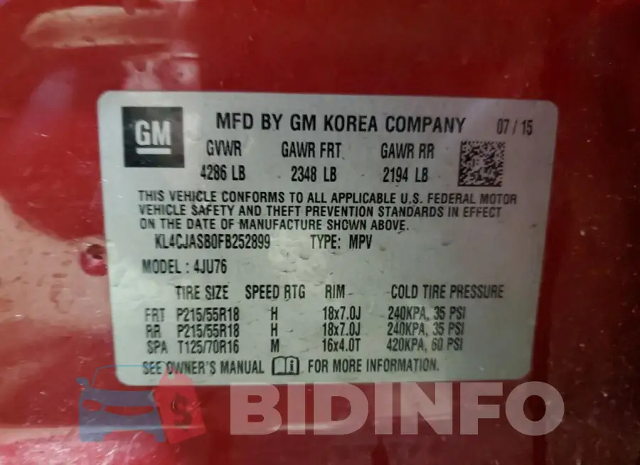 KL4CJASB0FB252899 Photo# 13