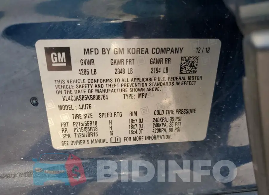 KL4CJASB5KB808764 Photo# 13