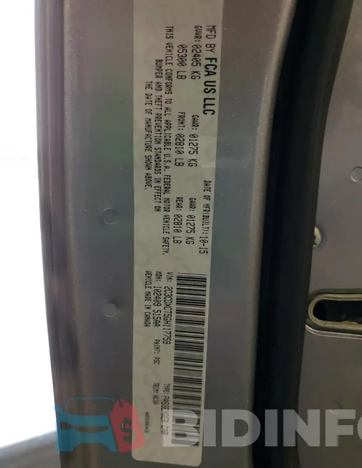 2C3CDXCT5GH117759 Photo# 13