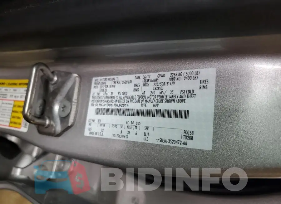 5LMCJ1D91HUL62814 Photo# 14