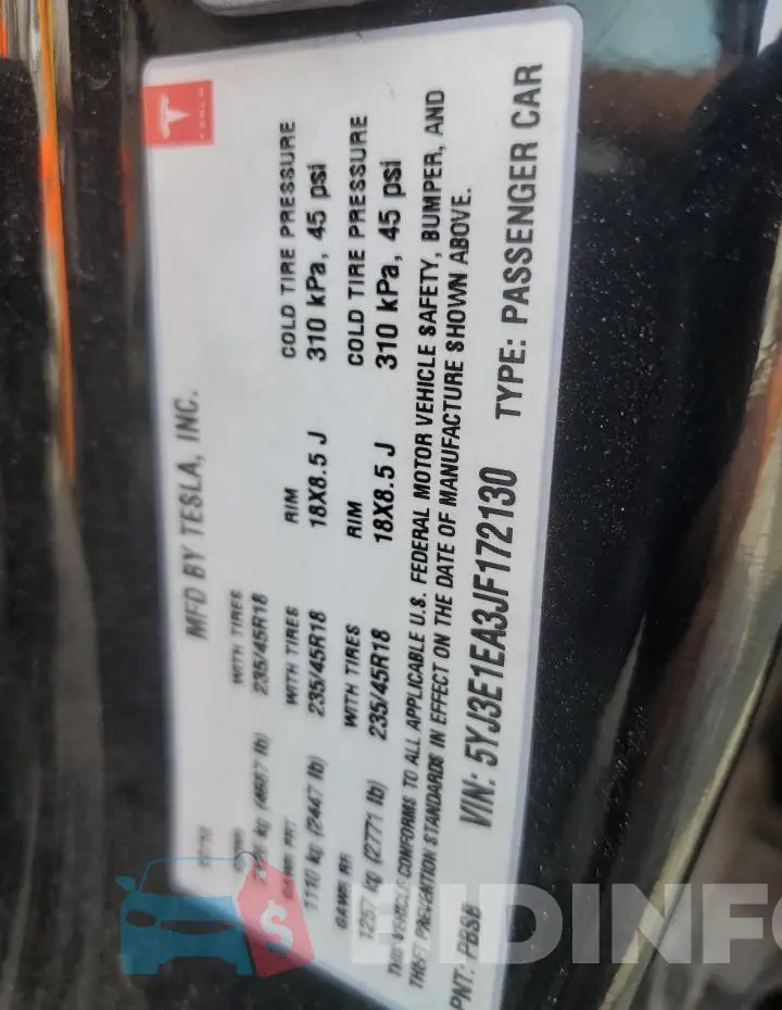 5YJ3E1EA3JF172130 Photo# 12