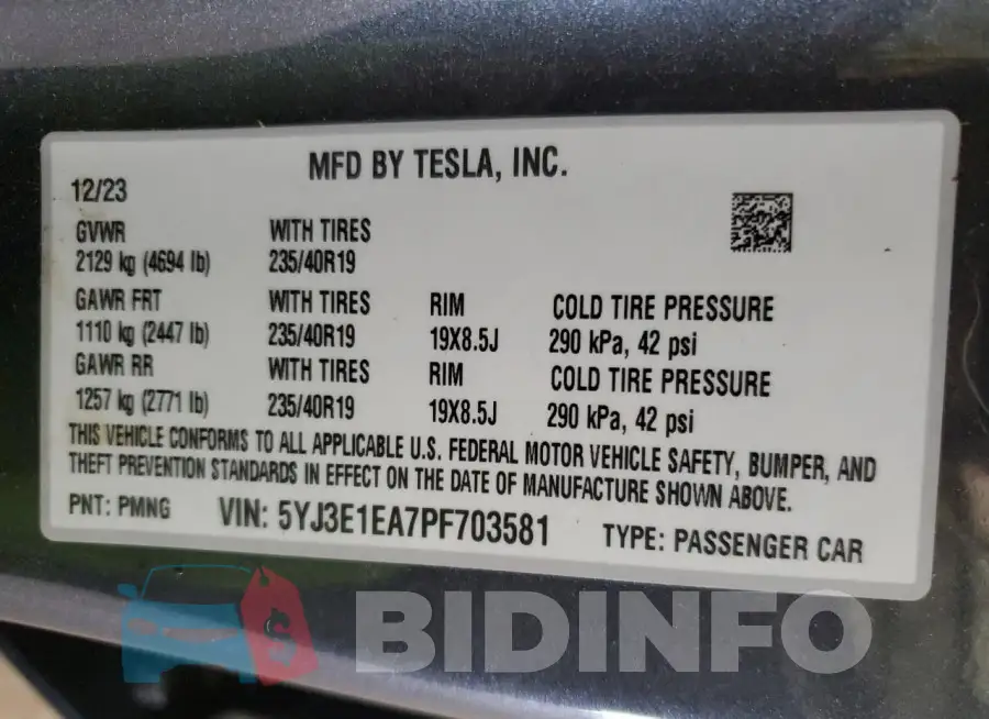 5YJ3E1EA7PF703581 Photo# 13