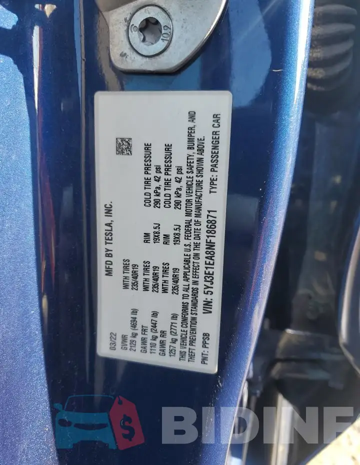 5YJ3E1EA8NF186871 Photo# 12