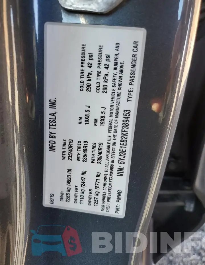 5YJ3E1EB2KF389453 Photo# 12