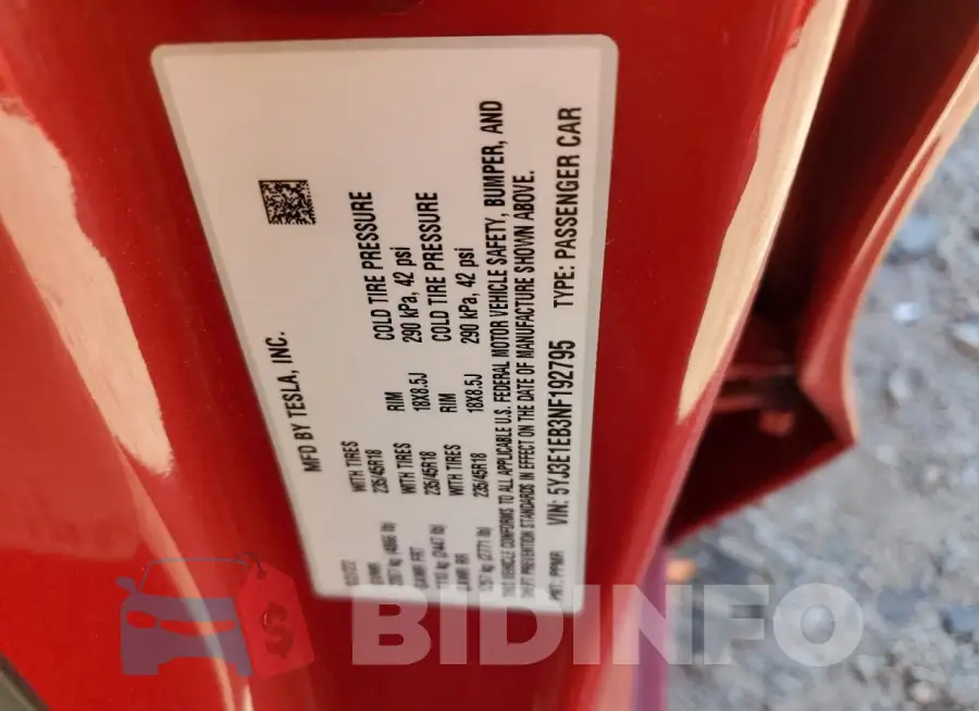 5YJ3E1EB3NF192795 Photo# 13
