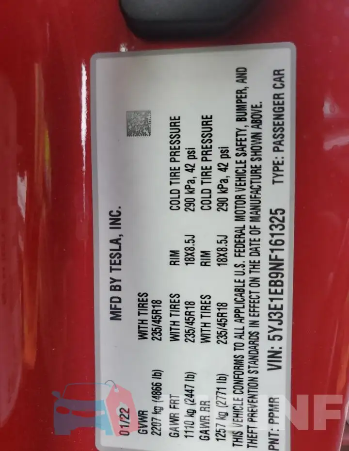 5YJ3E1EB9NF161325 Photo# 12