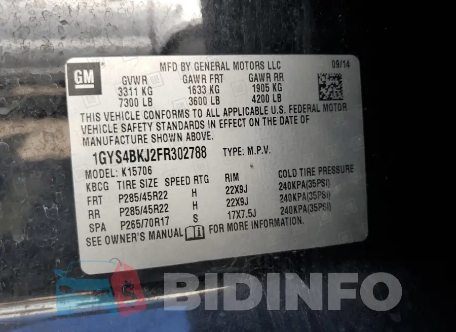 1GYS4BKJ2FR302788 Photo# 13