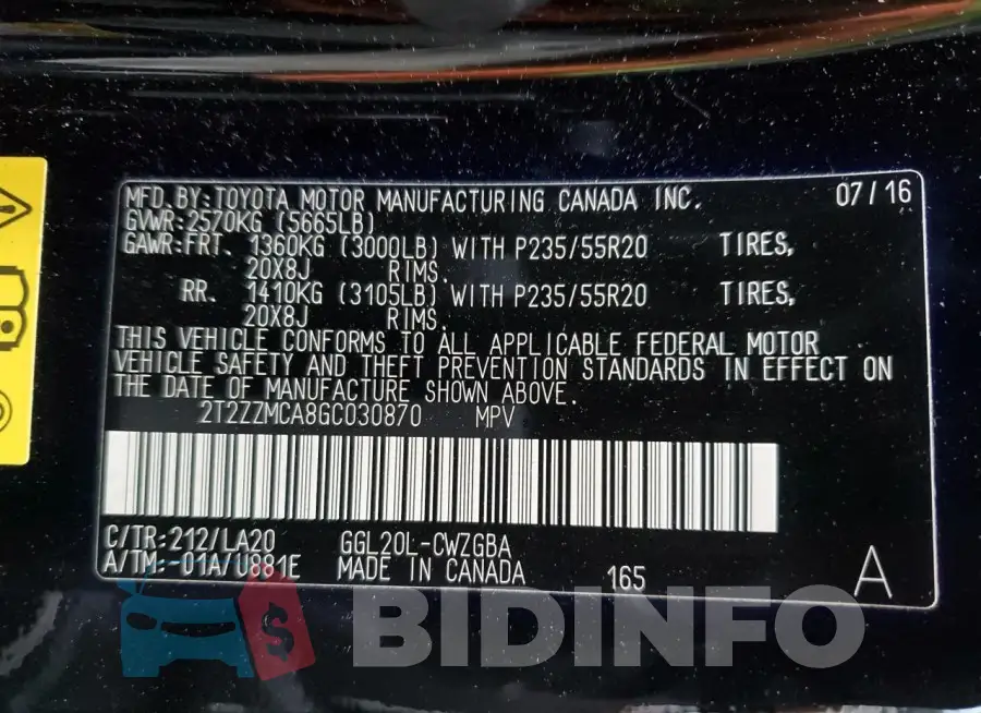 2T2ZZMCA8GC030870 Photo# 14