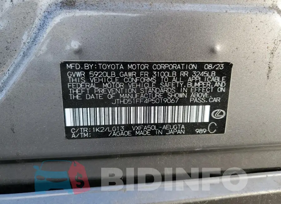 JTHD51FF4P5019067 Photo# 12
