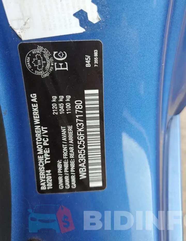 WBA3R5C56FK371780 Photo# 12