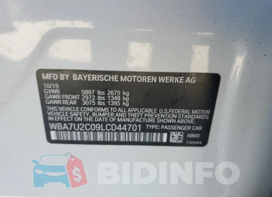 WBA7U2C09LCD44701 Photo# 12