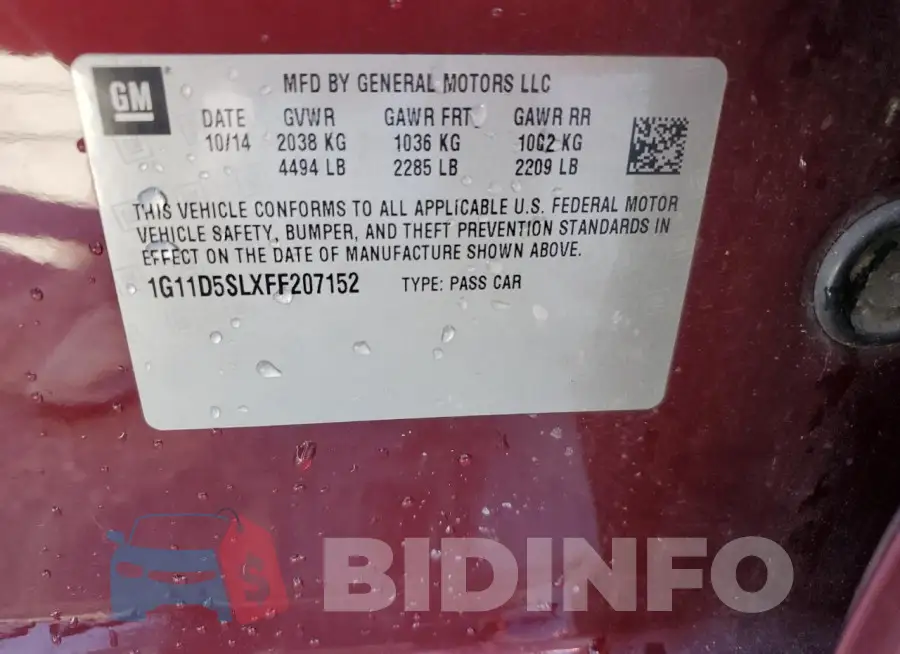 1G11D5SLXFF207152 Photo# 12