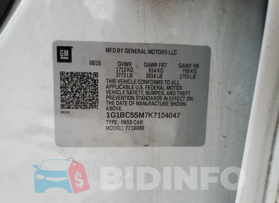 1G1BC5SM7K7104047 Photo# 12
